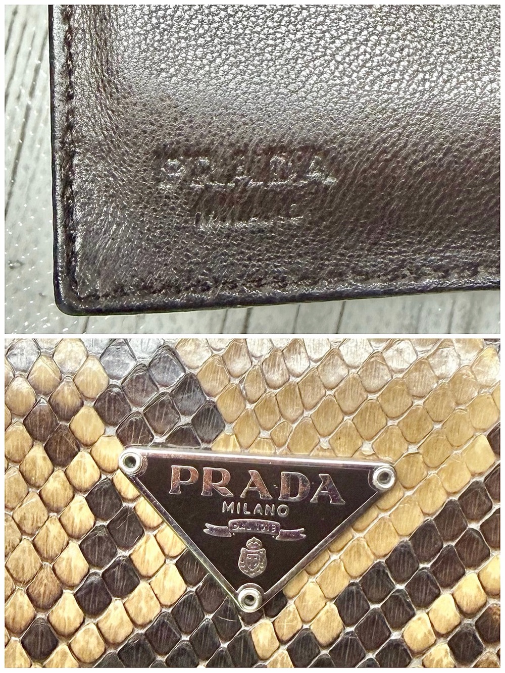 PRE LOVED Prada Brown Python Compact Wallet - Picture 9 of 11
